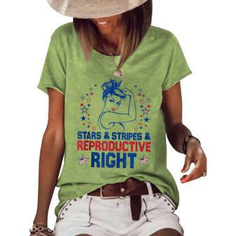 Stars Stripes Reproductive Rights Womens Rights Feminist Women's Short Sleeve Loose T-shirt - Thegiftio UK