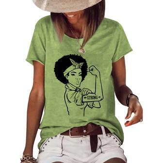 Strong Woman Rosie - Strong - Afro Woman Black Women's Loose T-shirt - Seseable