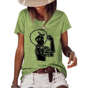 Strong Woman Rosie Strong Afro Woman For Dark Colors Women's Loose T-shirt - Seseable