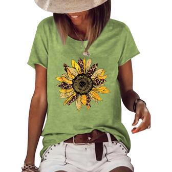 Sunflower For Women Cute Graphic Cheetah Print Women's Short Sleeve Loose T-shirt - Thegiftio UK
