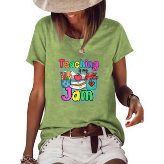 Teaching Is My Profession Jam Cute Graphic Teachers Women's Short Sleeve Loose T-shirt - Thegiftio UK