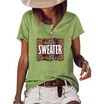 Vintage Autumn Hello Sweater Weather Women's Loose T-shirt - Seseable