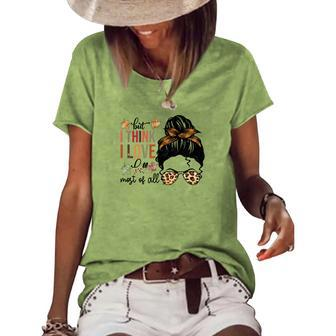 Vintage Autumn But I Think I Love Fall Most Of All Women's Loose T-shirt - Seseable