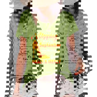 Womens Stepping Into September Birthday With Gods Grace And Mercy V3 Women's Short Sleeve Loose T-shirt - Thegiftio