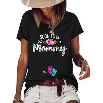 2022 Soon To Be Mommy Est 2022 Floral New Mom Mothers Day Women's Short Sleeve Loose T-shirt - Thegiftio UK