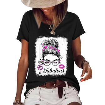 45 & Fabulous Since 1977 Birthday Queen 45 Years Old Diamond Women's Short Sleeve Loose T-shirt - Seseable