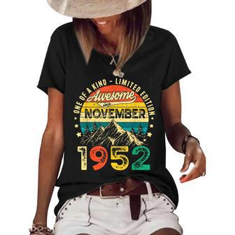 70Th Birthday Gifts Awesome Since November 1952 70 Years Old V2 Women's Short Sleeve Loose T-shirt - Thegiftio UK