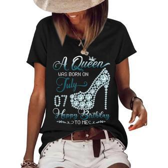 A Queen Was Born On July 07 Born In 07Th July Birthday Women's Short Sleeve Loose T-shirt - Seseable