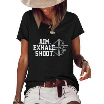 Archery Aim Exhale Shoot Bow Hunting Archer V2 Women's Short Sleeve Loose T-shirt