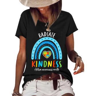 Autism Awareness Special Ed Teacher Radiate Kindness Rainbow Women's Short Sleeve Loose T-shirt - Thegiftio