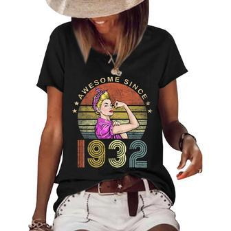 Awesome Since 1932 Vintage 1932 90Th Birthday 90 Years Old Women's Short Sleeve Loose T-shirt - Seseable