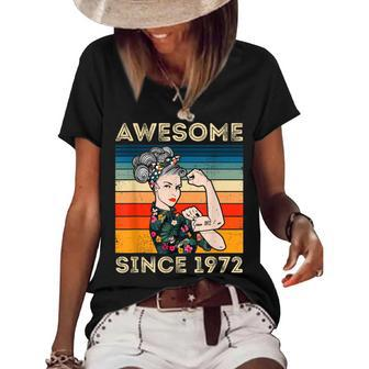 Awesome Since 1972 40Th Birthday Gifts 50 Years Old Vintage Women's Short Sleeve Loose T-shirt - Seseable