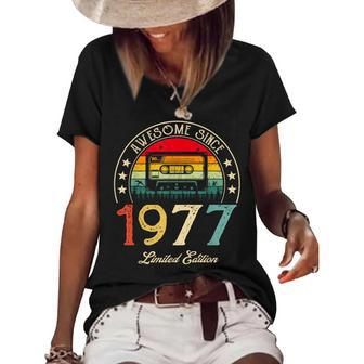 Awesome Since 1977 Vintage 1977 45Th Birthday 45 Years Old Women's Short Sleeve Loose T-shirt - Seseable