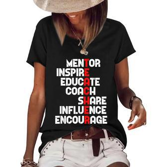 Awesome Teacher Definition Mentor Coach Educate Inspire Graphic Design Printed Casual Daily Basic Women's Short Sleeve Loose T-shirt - Thegiftio UK