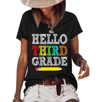 Back To School Hello 3Rd Grade Kids Teacher Student Women's Short Sleeve Loose T-shirt - Seseable