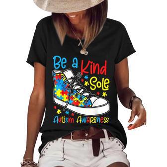 Be A Kind Sole Autism Awareness Puzzle Shoes Be Kind Gifts Women's Short Sleeve Loose T-shirt - Thegiftio