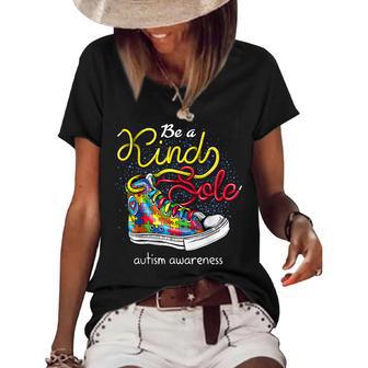 Be A Kind Sole Autism Awareness Puzzle Shoes Be Kind Gifts Women's Short Sleeve Loose T-shirt - Thegiftio