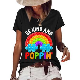 Be Kind And Poppin Autism Awareness Rainbow Pop It Kindness Women's Short Sleeve Loose T-shirt - Thegiftio