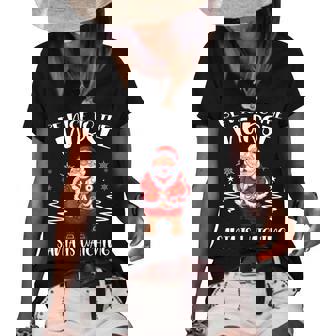 Be Nice To The Nurse Santa Is Watching Christmas Nursing Women's Short Sleeve Loose T-shirt - Thegiftio