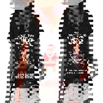 Be Nice To The Nurse Santa Is Watching Nursing Christmas Women's Short Sleeve Loose T-shirt - Thegiftio