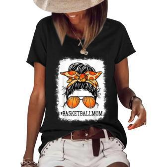 Bleached Basketball Mom Messy Bun Player Mom Mothers Day Women's Short Sleeve Loose T-shirt - Thegiftio UK