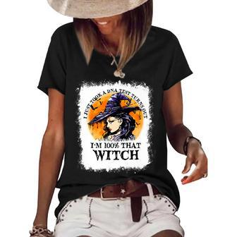 Bleached Im 100 That Witch Witchy Halloween Witch Women's Short Sleeve Loose T-shirt - Seseable