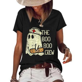 Boo Boo Crew Ghost Nurse Retro Halloween 2022 Nursing Funny Women's Short Sleeve Loose T-shirt - Thegiftio UK