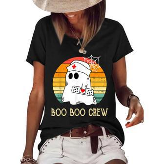 Boo Boo Crew Nurse Ghost Funny Halloween Costume Women's Short Sleeve Loose T-shirt - Seseable
