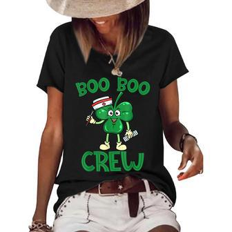 Boo Boo Crew Nurse St Patricks Day Lucky Shamrock Nurse Women's Short Sleeve Loose T-shirt - Thegiftio UK