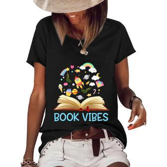 Book Vibes Book Lover Bookworm Funny Bookrish Reading Library V2 Women's Short Sleeve Loose T-shirt - Thegiftio UK