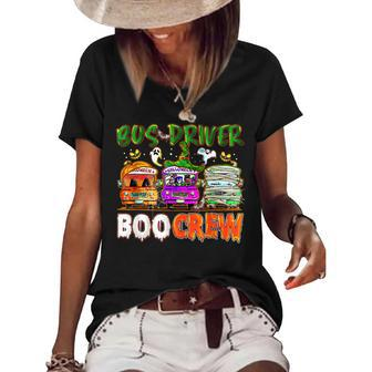 Bus Driver Boo Crew School Bus Driver Life Halloween Women's Short Sleeve Loose T-shirt - Seseable