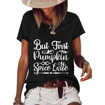 But First Pumpkin Spice Latte Halloween Quote Graphic Design Printed Casual Daily Basic Women's Short Sleeve Loose T-shirt - Thegiftio UK