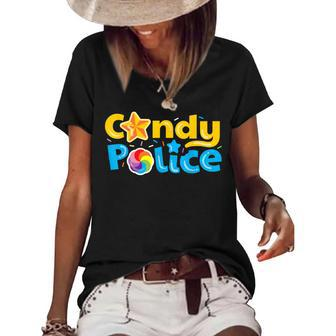 Candy Police Cute Funny Trick Or Treat Halloween Costume Women's Short Sleeve Loose T-shirt - Seseable