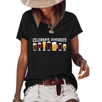 Celebrate Diversity Craft Beer Drinking Beer Lover Drinking Team Beer Gift Women's Short Sleeve Loose T-shirt - Thegiftio UK