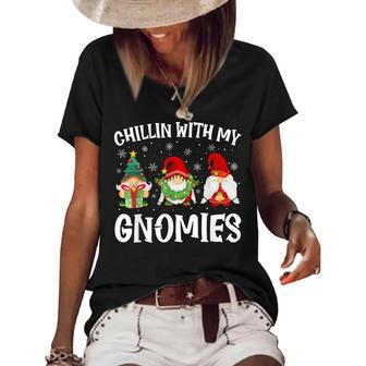 Chillin With My Gnomies Christmas Pamajas Family Funny Xmas Women's Short Sleeve Loose T-shirt - Thegiftio UK