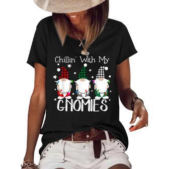 Chillin With My Gnomies Funny Gnome Christmas Pamajas Family Women's Short Sleeve Loose T-shirt - Thegiftio UK