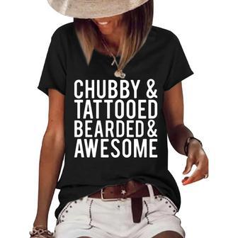 Chubby Tattooed Bearded And Awesome Women's Short Sleeve Loose T-shirt - Seseable
