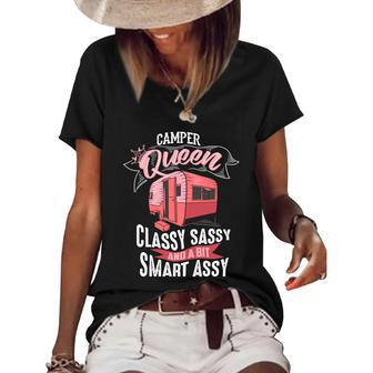 Cool Camper Queen Classy Sassy Smart Assy Funny Camping Gift Women's Short Sleeve Loose T-shirt - Monsterry