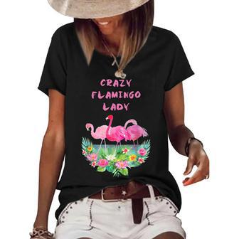 Crazy Flamingo Lady Watercolor Pink Bird Flock Collector Graphic Design Printed Casual Daily Basic Women's Short Sleeve Loose T-shirt - Thegiftio UK
