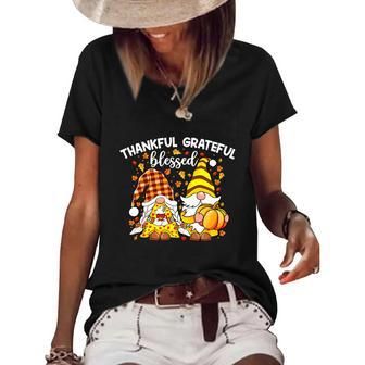 Cute Gnomes Couple With Pumpkin Spice Autumn Graphic Design Printed Casual Daily Basic Women's Short Sleeve Loose T-shirt - Thegiftio UK