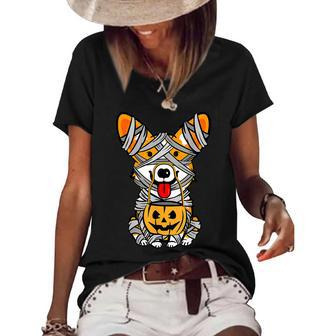 Cute Halloween Costume Welsh Corgi Mummy Dog Lover Design V3 Women's Short Sleeve Loose T-shirt - Thegiftio UK