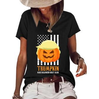 Cute Halloween Funny Halloween Day Trumpkin Donald Trump Graphic Design Printed Casual Daily Basic Women's Short Sleeve Loose T-shirt - Thegiftio UK