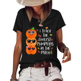 Cute I Teach The Coolest Pumpkins In The Patch Teacher Women's Short Sleeve Loose T-shirt - Thegiftio UK