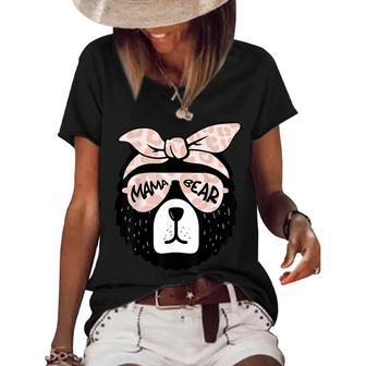 Cute Mama Bear Face Sunglasses Mother Mom Mommy Mothers Day Women's Short Sleeve Loose T-shirt - Thegiftio UK