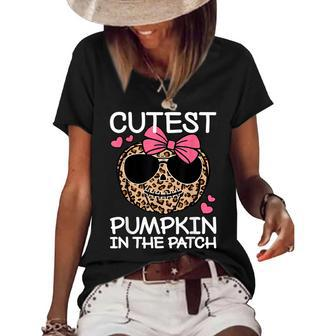 Cutest Pumpkin In The Patch Funny Halloween Cute Girls Kids Women's Short Sleeve Loose T-shirt - Seseable