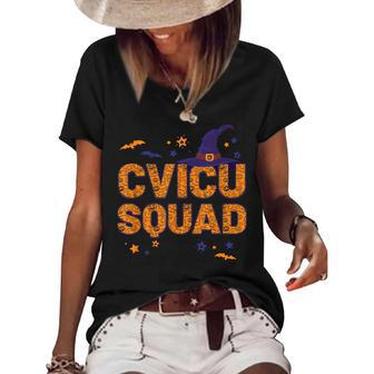 Cvicu Squad Witch Hat Rn Cvicu Nurse Crew Halloween Matching Women's Short Sleeve Loose T-shirt - Seseable