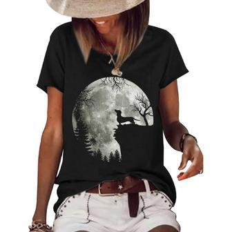 Dachshund And Moon Halloween 2 Women's Short Sleeve Loose T-shirt - Thegiftio UK
