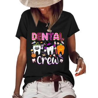 Dental Boo Crew Halloween Funny Dentist Assistant Costume Women's Short Sleeve Loose T-shirt - Seseable