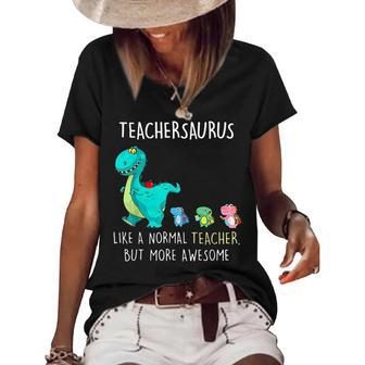 Dinosaurs Teachersaurus Like A Normal Teacher Women's Short Sleeve Loose T-shirt - Thegiftio UK