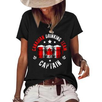 Drink Beer Can Canada Flag Funny Drinking Canadian Team Women's Short Sleeve Loose T-shirt - Thegiftio UK